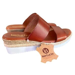 Bertuchi Made in Spain Leather Strap Espadrille Sandal Brown Sz 39